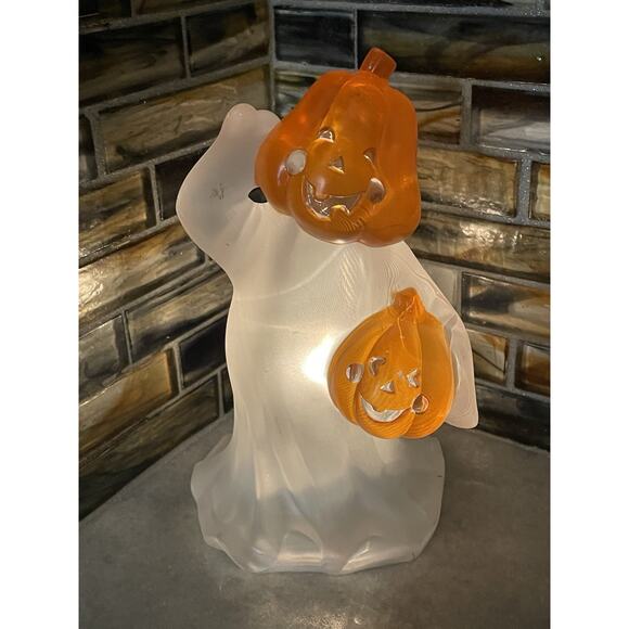Vintage Pumpkin Head Ghost Battery Light Up 6.5" Tall Halloween Decor Peebles - Picture 1 of 7